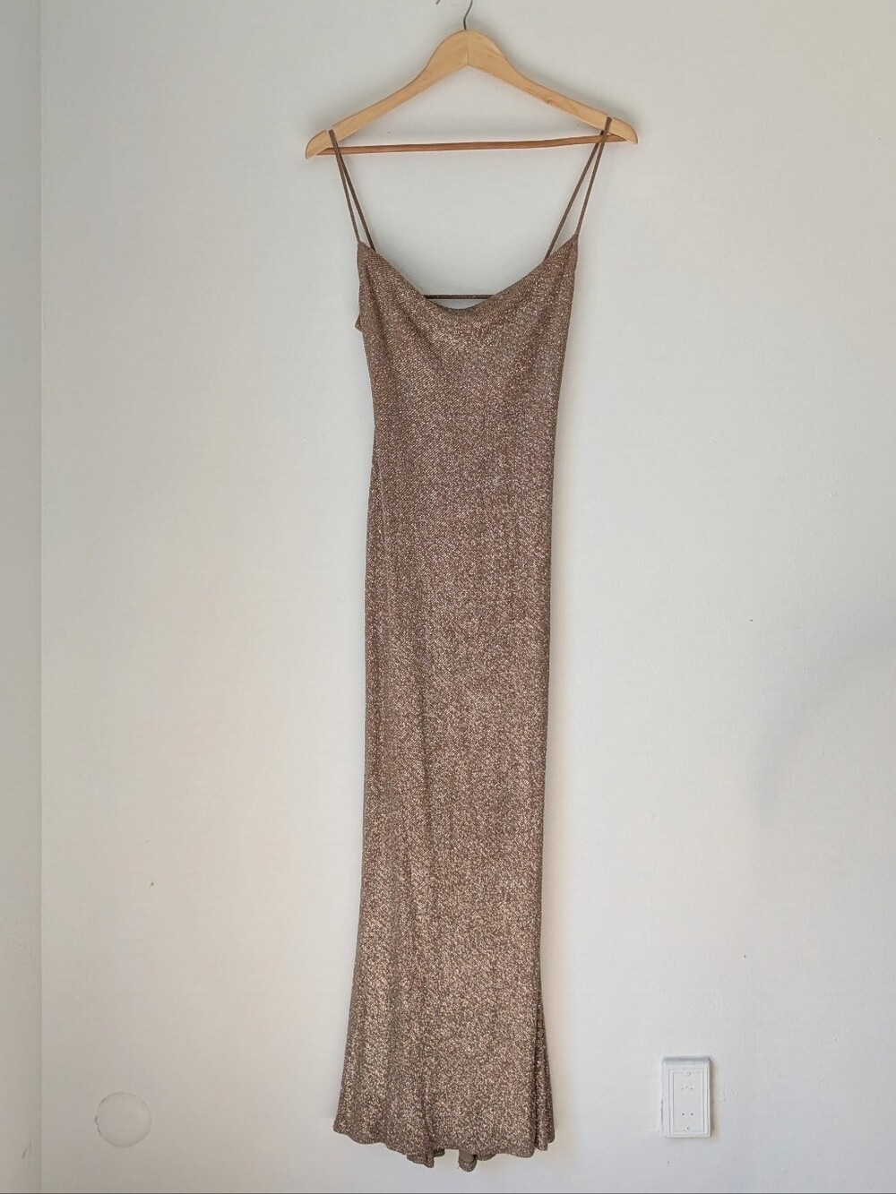 Vintage Y2K Drape Neck Open Back Glitter Gown Homecoming Dress Small Maxi